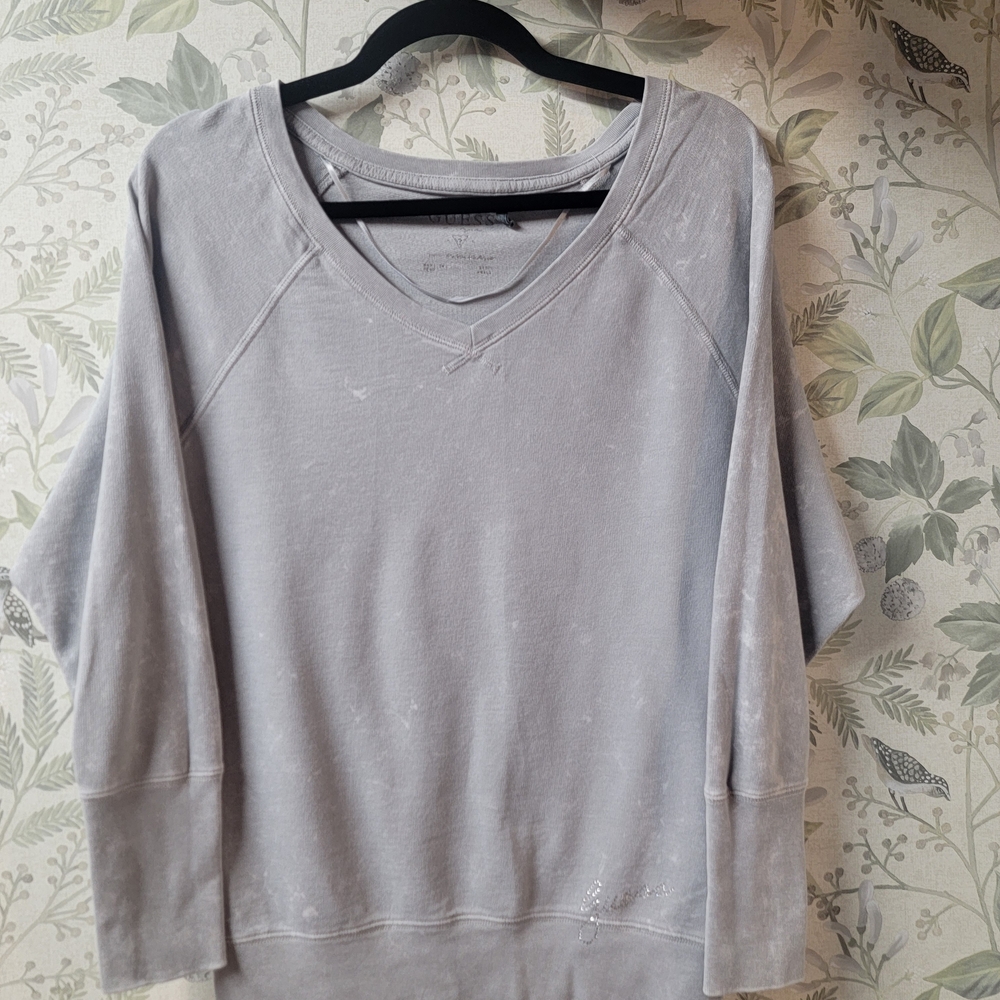 Guess Light Gray V-Neck Sweatshirt